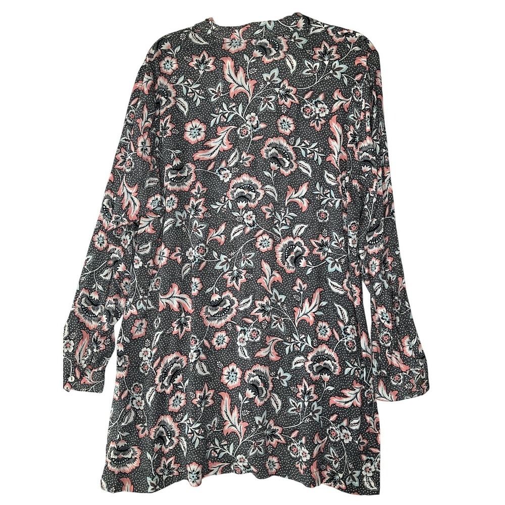 J. Jill Black Pink Floral Collared Button Up Long Sleeve Blouse Tunic‎ Top L - Picture 3 of 10